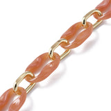 Acrylic Coffee Bean Chain Bag Strap, with Alloy Swivel Clasps, for Bag Replacement Accessories, Light Coral, 34cm