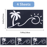 Beach Theme PVC Cartoon Self Adhesive Car Stickers, Waterproof Coconut Tree with Sun Car Decorative Decals for Car Decoration, White, 92~93x174~182x0.2mm