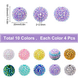 40Pcs 10 Style Resin Rhinestone Beads, with Acrylic Round Beads Inside, for Bubblegum Jewelry, Mixed Color, 20x18~20mm, Hole: 2~3mm, 4pcs/style