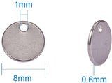 304 Stainless Steel Stamping Blank Tag Pendants, Flat Round, Stainless Steel Color, 8x0.6mm, Hole: 1.5mm