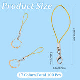 Polyester Cord Mobile Making Cord Loops, with Iron Findings and Aluminum Lobster Claw Clasps, Mixed Color, 6.8cm