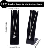 Opaque Acrylic Necklace Display Stands, L-Shaped Rectangle, Black, 3x4.5x11.5cm