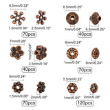 Tibetan Style Alloy Beads Spacers & Beads, Lead Free & Cadmium Free, Mixed Shapes, Red Copper, 410pcs/box