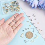 40Pcs 4 Style 304 Stainless Steel Stud Earring Findings, with 40Pcs Stainless Steel Ear Nuts, Vertical Bar with Loop, Golden & Stainless Steel Color, 10~15.5x2x2mm, Hole: 1.5~1.8mm, Pin: 0.8mm, 10Pcs/style