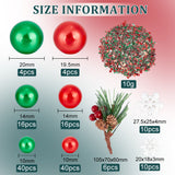 DIY Christmas Vase Fillers for Centerpiece Floating Candles, Including Artificial Pine Needle, Small Berries Pinecones, Plastic Imitation Pearl Beads, Resin Cabochons, Nail Art Decoration, Mixed Color, Tree: 105x70x60mm