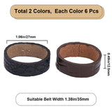 4 Sets 2 Colors Cowhide Belt Loop Keepers, with Iron Findings, for Men's Belt Buckle Accessories, Mixed Color, 12.5x27mm, 2 sets/color