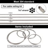 4Roll 304 Stainless Steel Wire, Stainless Steel Color, 0.8~1.5mm, about 32.81 Feet(10m)/roll
