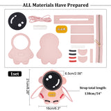 DIY Sew on PU Leather Astronaut Shaped Multi-Use Crossbody/Shoulder Bag/Backpack Making Kits, including Fabric, Needle, Thread, Zipper, Pink