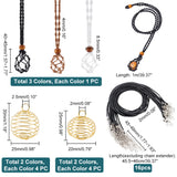 DIY Cage Pendant Necklace Making Finding Kit, Including Waxed Cord & Macrame Pouch Necklace Making, Iron Wire Pendants, Platinum & Golden, 35Pcs/box