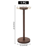 Round Wood Jewelry Necklace Display Organizer Hanging Tower Rack, with Golden Tone Zinc Alloy Hooks, for Necklaces, Bracelets Storage, Brown, Finish Product: 15.1x41cm