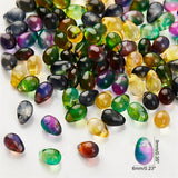Transparent Glass Beads, Teardrop, Mixed Color, 9x6x5mm, Hole: 1mm