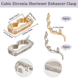 8Pcs 2 Colors Brass Micro Pave Clear Cubic Zirconia Twister Clasps, for 2-Strand Pearl Bracelet Making Finding Clasps, Platinum & Golden, 15x8x3mm, 4pcs/color