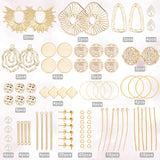 DIY Geometry Dangle Stud Earring Making Kit, Including Alloy & Brass & 201 Stainless Steel Flat Round & Oval & Bar Link Connectors & Pendants, Glass Pearl Beads, Brass Post Earring Findings, Golden, 134Pcs/box