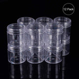 Plastic Bead Containers, Seed Beads Containers, Column, Clear, 4.3x4.4cm, Capacity: 40ml, 12pcs/box