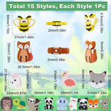 15Pcs 15 Style Food Grade Eco-Friendly Silicone Beads, Chewing Beads For Teethers, DIY Nursing Necklaces Making, Flamingo & Panda & Cat & Hedgehog, Mixed Color, 21~35x20~34x5~10.5mm, Hole: 2~3.5mm, 1pc/style