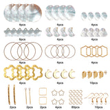 DIY Geometry Style Earring Making Kits, Including Natural Akoya Shell Charms, 304 Stainless Steel Pendants & Links, Brass & Alloy Links, Brass Earring Earring Findings, Golden, 156pcs/box