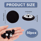 Cloth Shank Buttons, with Zinc Alloy Finding, Flat Round, for Overcoat Garment Accessories, Black, 14x7mm, Hole: 2x2mm, 50pcs/box