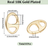 8Pcs Brass Spring Gate Rings, Oval, Cadmium Free & Lead Free, Long-Lasting Plated, Real 18K Gold Plated, 16.5x11.5x2.5mm, Hole: 6.5x4mm