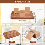 1Pc Wooden Card Display Base, with 100Pcs Cardboard Earring & Necklace Display Cards, Tan, Base: 275x170x16mm, Cards: 9x6cm