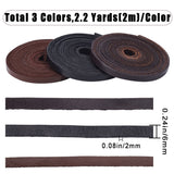 6M 3 Colors Flat Cowhide Cord, for Necklace & Bracelet Making Accessories, Mixed Color, 6x2mm, 2m/color