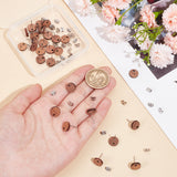 30Pcs Flat Round Walnut Wood Stud Earring Findings, with 316 Stainless Steel Pin and 30Pcs 304 Stainless Steel Ear Nuts, Tan, 10mm, Hole: 1.6mm, Pin: 0.8mm