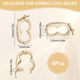 6Pcs Brass Peanut Twister Clasps, Enhancer Clasp, with Crystal Rhinestone, for Purse Making, Golden, 19x10x3.5mm, Inner Diameter: 12.5x6.5mm