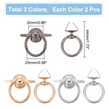 6Pcs 3 Colors Zinc Alloy Ring Suspension Clasps, Bag Strap Connector Buckle, for Bag Replacement Accessories, Mixed Color, 4.4cm, 2pcs/color