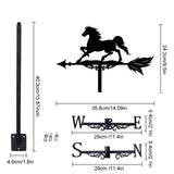 Orangutan Iron Wind Direction Indicator, Weathervane for Outdoor Garden Wind Measuring Tool, Horse, 240~245x358mm