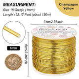 Round Aluminum Wire, Champagne Yellow, 18 Gauge, 1mm, about 492.12 Feet(150m)/roll