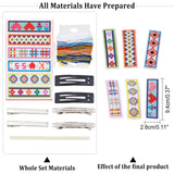 DIY Hair Clips Cross-Stitch Making Kits, including Fabric, Cotton Threads, Hot Melt Glue Sticks, Iron Needles & Snap Hair Clip, Alligator Hair Clip, Hair Barrette Findings, Mixed Color, Cross-Stitch Fabric: 174x100x3mm