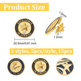 15Pcs 3 Styles Positive Reward Encourating Word Enamel Pin, Golden Zinc Alloy Star Badge for Backpack Clothes, Black, 20.5x1.5mm, 5Pcs/style