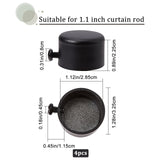 Iron Curtain Rod Seal Flat Head, Curtain Rod Cap Finials, with Screw, Black, 32.5x22.5mm, Inner Diameter: 28.5mm