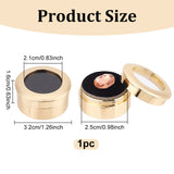 Round Stainless Steel Loose Diamond Box, Clear Glass Window Gemstone Case with Screw Top Lid and Sponge Inside, Light Gold, 3.2x1.6cm