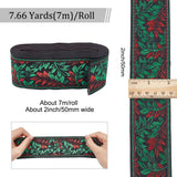 Ethnic Style Polyester Ribbon, Garment Accessories, Leaf Pattern, 2 inch(50mm), about 7.66 Yards(7m)/roll, 1 roll/bag