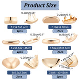 12Pcs 6 Style Iron Toe Cap Covers, Toe Protectors, for Shoes, Light Gold, 13~52x15.5~61x4.5~23mm, Hole: 14.5x2~2.5mm, 2pcs/style