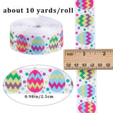 Easter Printed Polyester Grosgrain Ribbon, for Gift Wrapping, Floral Bows Crafts Decoration, Egg, 1 inch(25mm)