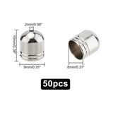 304 Stainless Steel Cord Ends, End Caps, Stainless Steel Color, 10x9mm, Hole: 2mm, inner diameter: 8mm, 50pcs/box