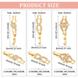 6Pcs 6 Styles Rack Plating Brass Micro Pave Clear Cubic Zirconia Watch Band Clasps, Cadmium Free & Lead Free, Long-Lasting Plated, Bowknot & Infinity & Flower, Platinum & Golden, 31~34x8~14x4mm, hole: 3~4x3~3mm, 1pc/style