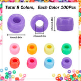 800Pcs 8 Colors Opaque Plastic Beads, Pony Beads, Barrel, Mixed Color, 6x4.5mm, Hole: 2.5mm, 100pcs/color