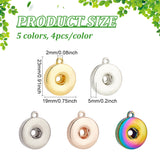 20Pcs 5 Colors Alloy Hang Snap Base Pendant, for Interchangeable Snap Charms Jewelry Making, Flat Round, Mixed Color, 23x19x5mm, Hole: 2mm, 4pcs/color