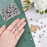 304 Stainless Steel Beads, Barrel, with Bead Container, Stainless Steel Color, 6x6mm, Hole: 4mm, about 100pcs/box