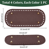 4Pcs 4 Colors Oval PU Leather Knitting Crochet Bags Nail Bottom Shaper Pad, with Iron Nail, Mixed Color, 22.3x10.2x0.9cm, Hole: 5mm, 1pc/color