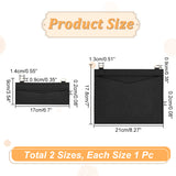 2Pcs 2 Styles Wool Felt Bag Organizer Inserts, with Alloy D-Rings, for Envolope Bag Accessories, Rectangle, Black, 9~17.8x17~21x0.2cm, Hole: 9x13~14mm, 1pc/style