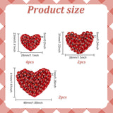 8Pcs 3 Style Heart Handmade Appliques, Rhinestone & Wool Ornament Accessories, Ruby, 23~41x28~48x5~7mm