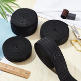 20Yards 4 Style Polyester Elastic Ribbon, Non-slip Ribbon, Flat, Black, 20mm, 5yards(4.57m)/Style