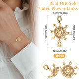 Long-Lasting Plated Brass Micro Pave Clear Cubic Zirconia Connector Charms, Helm, Real 18K Gold Plated, 17.5x12x1.5mm, Hole: 1.5mm, 10pcs/box