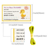 Paper Card, Greeting Card, Thank You Card, with Jute Twine, Rectangle with Duck & Word, Sun, Card: 87.5x50mm, 50pcs; Jute Twine: 2mm, 10m