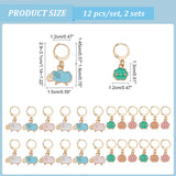Sheep & Cloud Alloy Enamel Pendant Locking Stitch Markers, 304 Stainless Steel Leverback Earring Stitch Marker, Mixed Color, 2.9~3.1cm, 2 style, 6pcs/style, 12pcs/set