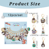 12Pcs 6 Colors Alloy Enamel Cat Charm Locking Stitch Markers, with 304 Stainless Steel Leverback Earring Findings & Jump Rings, Mixed Color, 40~45mm, Pin: 0.8mm, 2Pcs/style