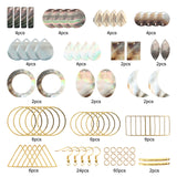 DIY Geometry Theme Earring Making Kits, Including Natural Black Lip Shell Pendants, Brass Linking Rings & Earring Hooks, Alloy Bar Links Connectors, Golden